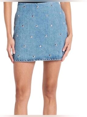 Future Collective Silver Studded Denim Mini Skirt